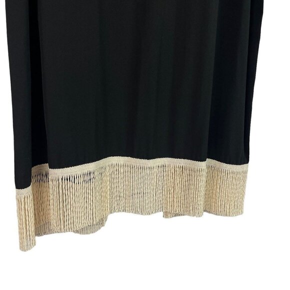 Lacy Afternoon by Shell Kepler Cardigan Black Floral Fringe Womens Large Vintage - Picture 6 of 12